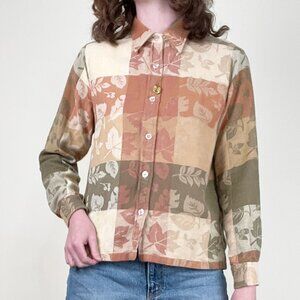 Vintage Oversized Button Down Shirt Plaid Fall Thanksgiving Cabincore Blouse Top